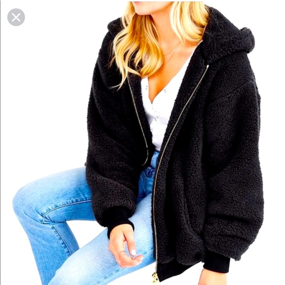 Urban outfitter black fuzzy jacket